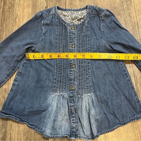 Girls Button Down Dark Blue Denim Cárdigan Top Size 4 - Picture 4 of 5